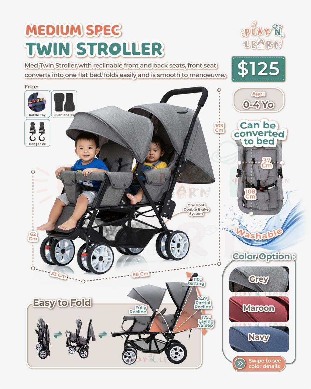TWIN STROLLER Med Spec 