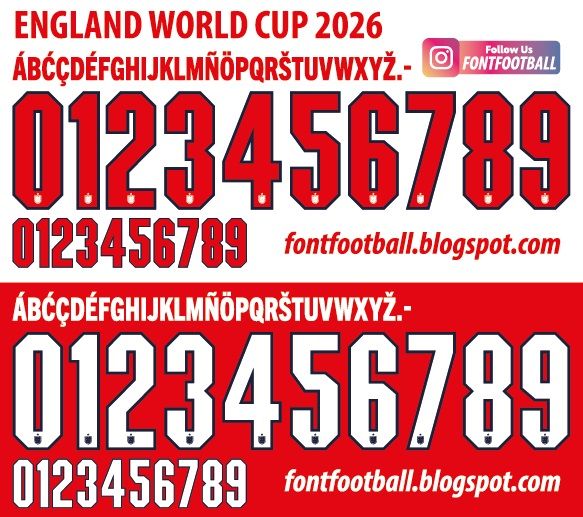Font Vector England World Cup 2026 kit