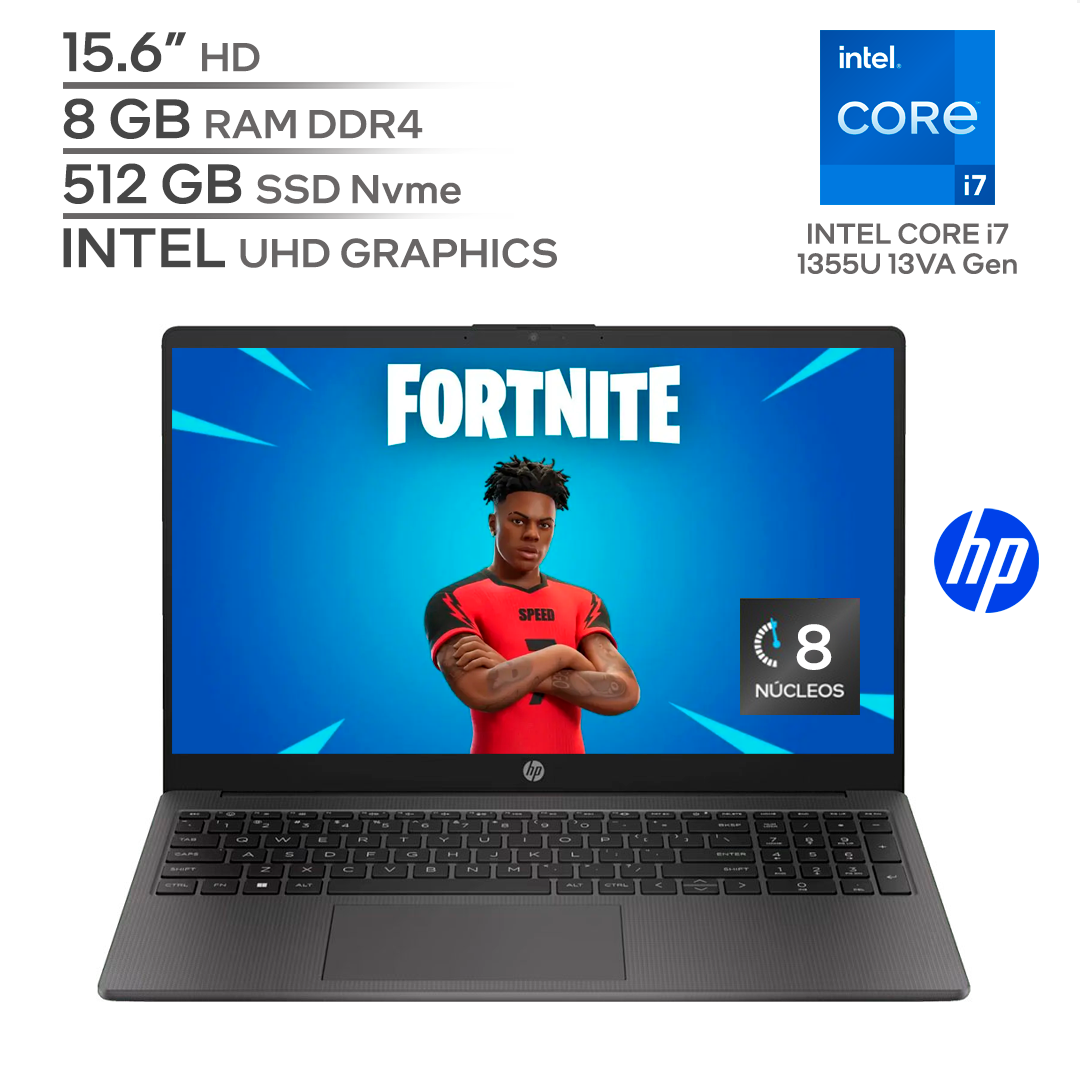 HP 250 G10 / INTEL Core i7 1355U 13Va Generación / RAM 8 GB DDR4 / SSD 512 GB Nvme / 15.6" HD