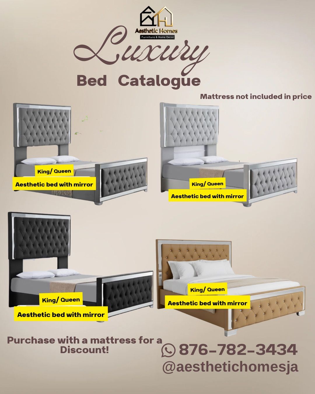 Aesthetic Bed with mirror