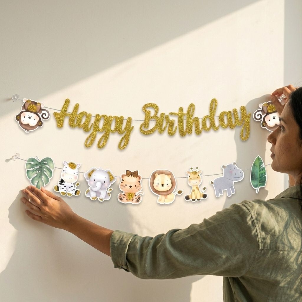 Happy Birthday Backdrop – Jungle \ Animals theme Cutouts 