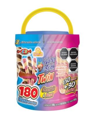WAFER STICK TWIN CHOCO-FRESA DELICIAS VIT C/180 PZS