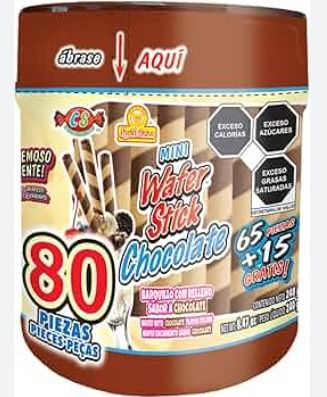 MINI WAFER STICK CHOCOLATE  DELICIAS VIT C/80 PZS