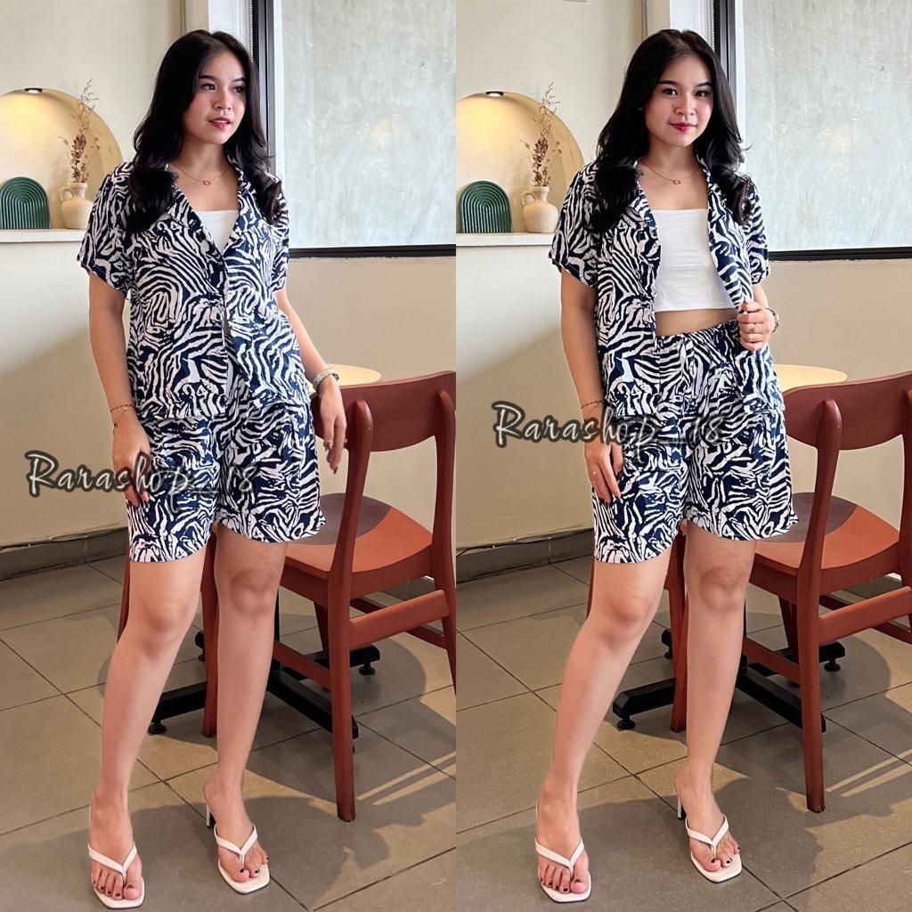 Setelan piyama celana + kemeja Rayon motif terbaru//Setelan Wanita