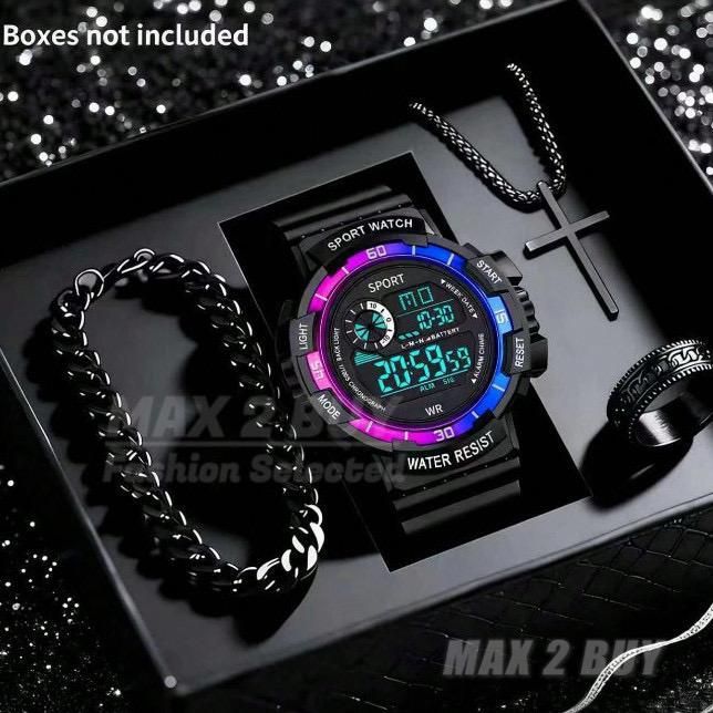 4PCS Jam Tangan Olahraga Digital Multifungsi 