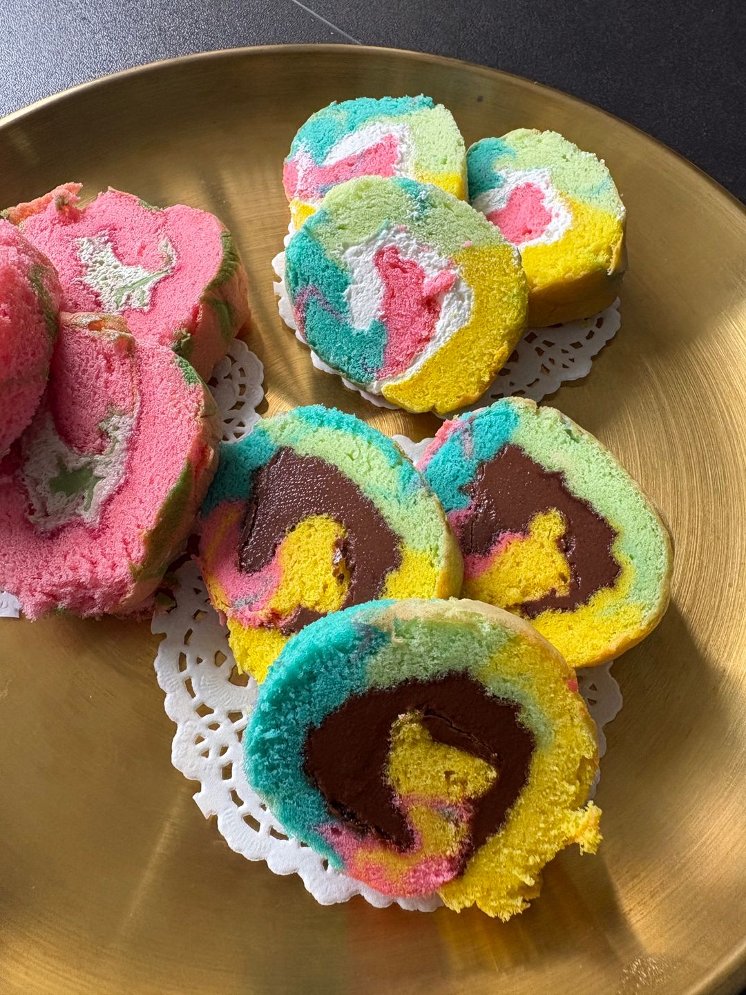 Rainbow Swiss Roll - Chocolate Filling