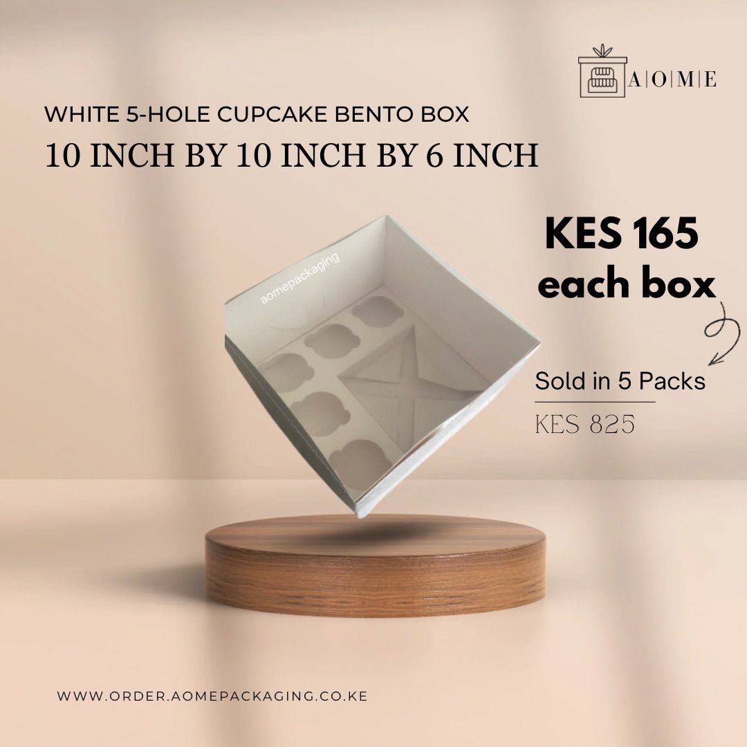 Clear Lid 5-Hole Cupcake Bento Cake Boxes - 5 Pack  