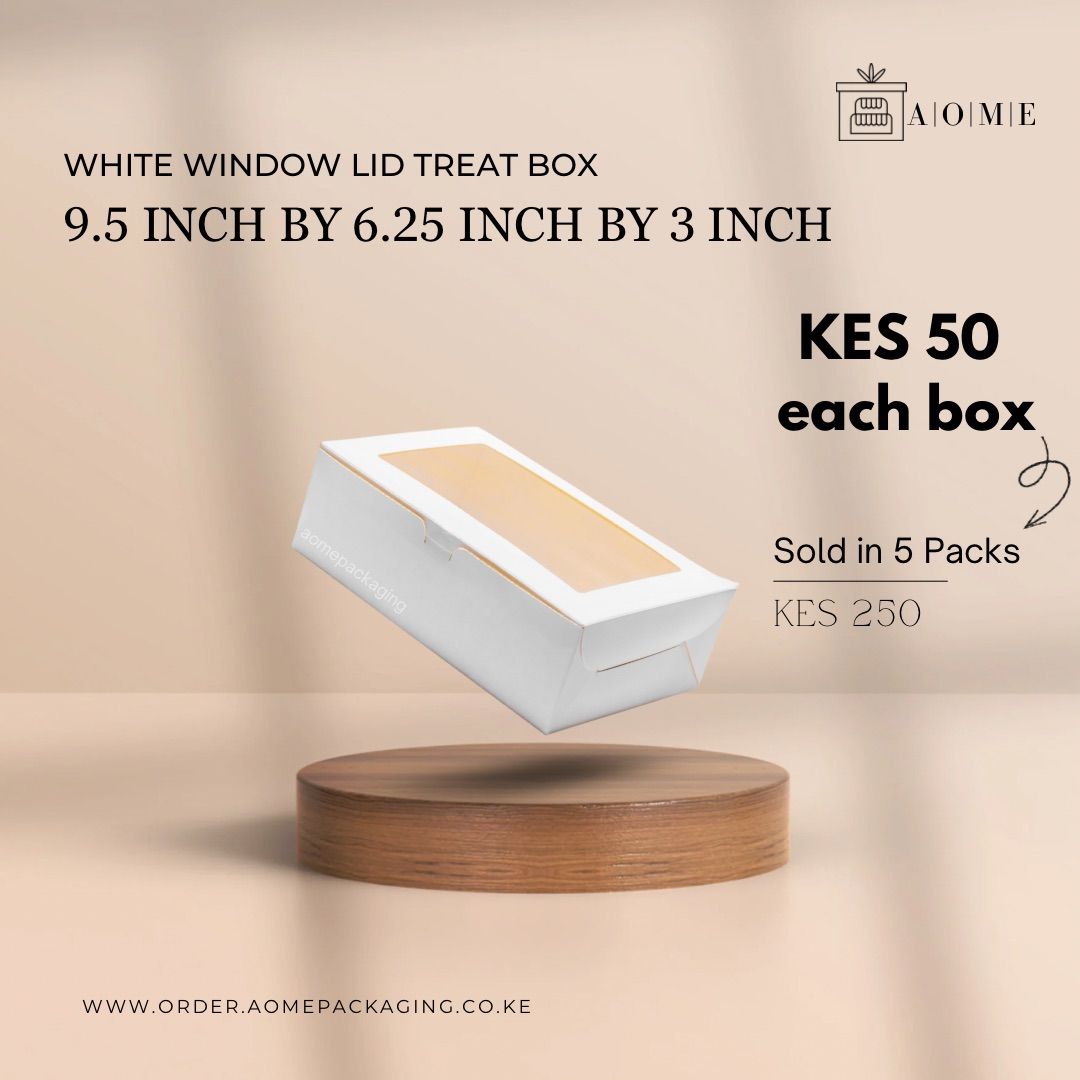 Kraft White Window Lid Treat Boxes - 5 Pack 