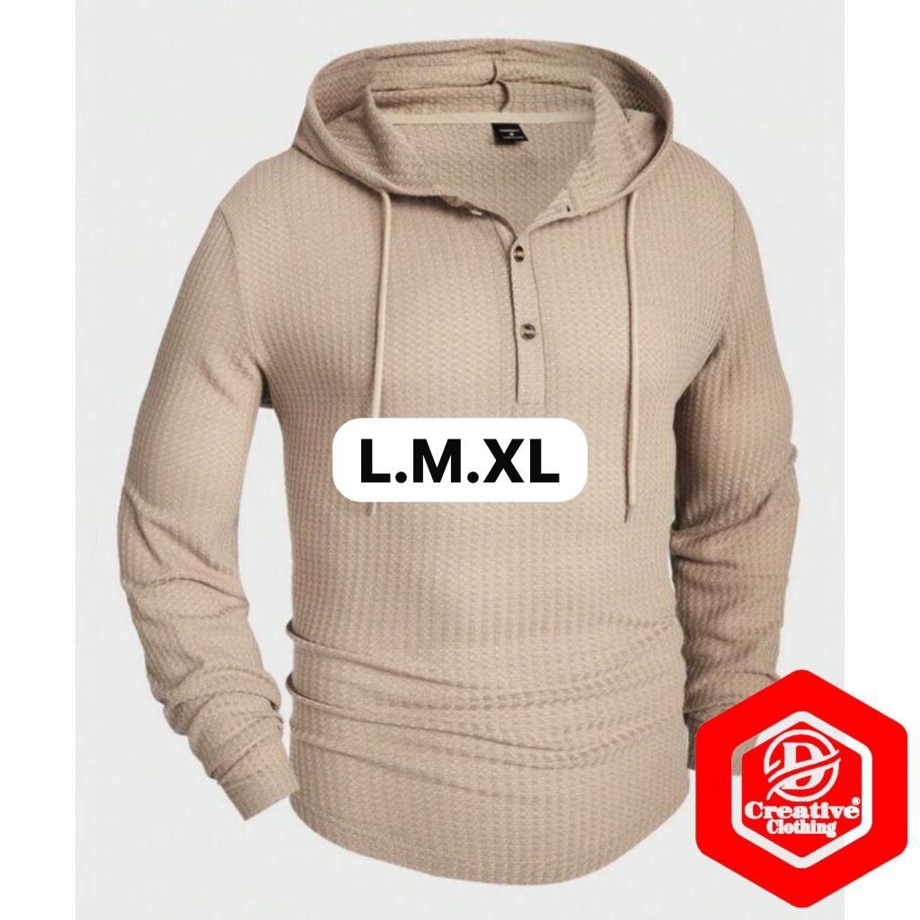 kaos Hoodie wafle kancing 