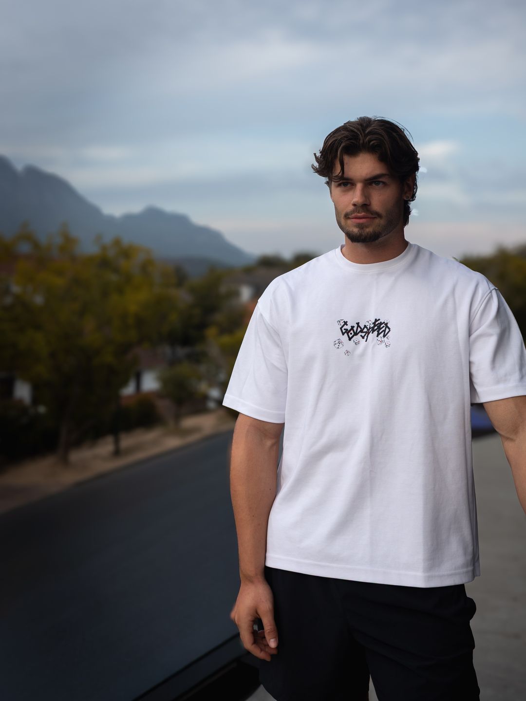 White Tee with Dice print