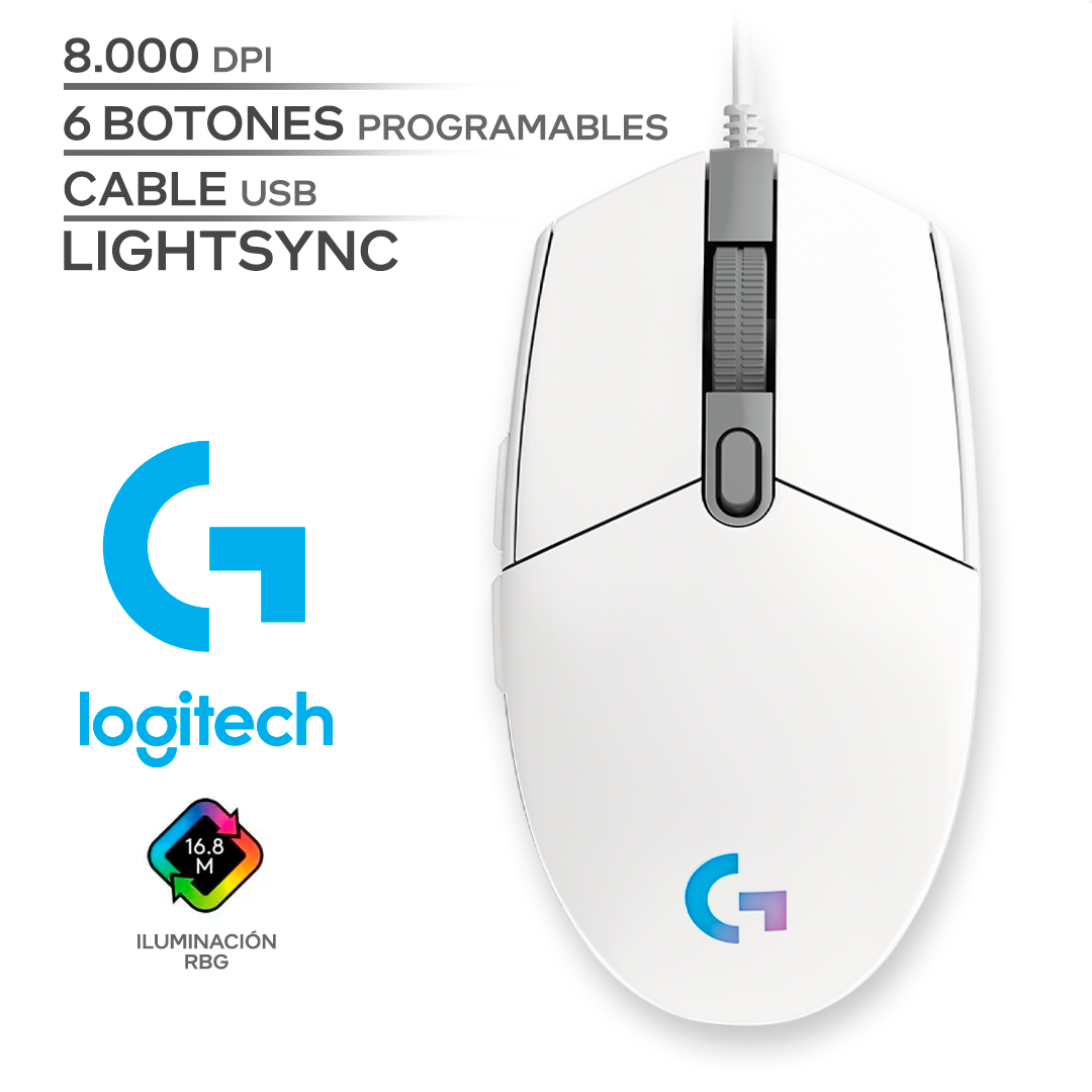 LOGITECH G203 / 8000 DPI / 6 BOTONES / ALAMBRICO USB