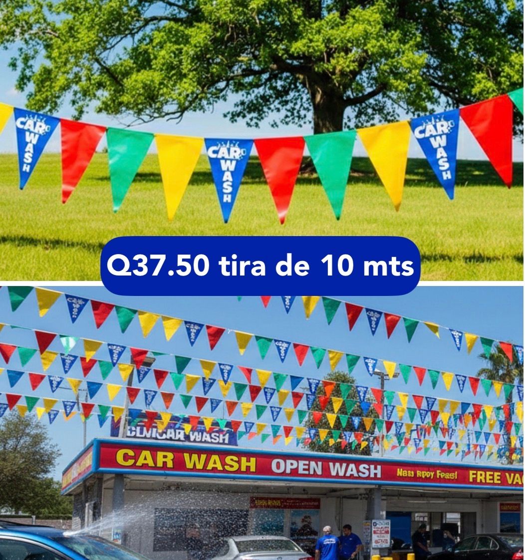 Banderines CAR WASH con colores 