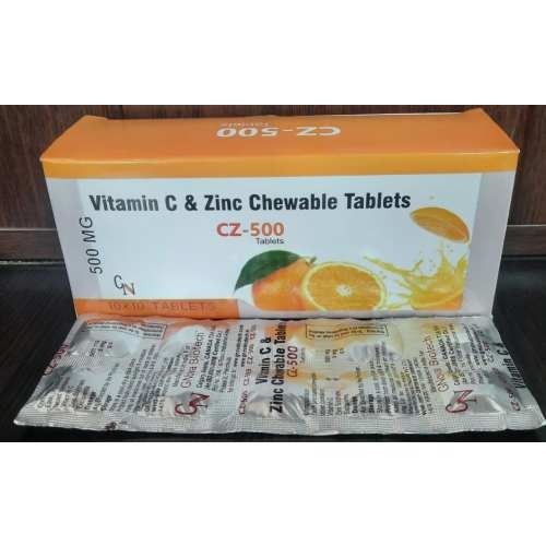 Vitamin C + Zinc Chewable Tablets 500 Mg Tablet