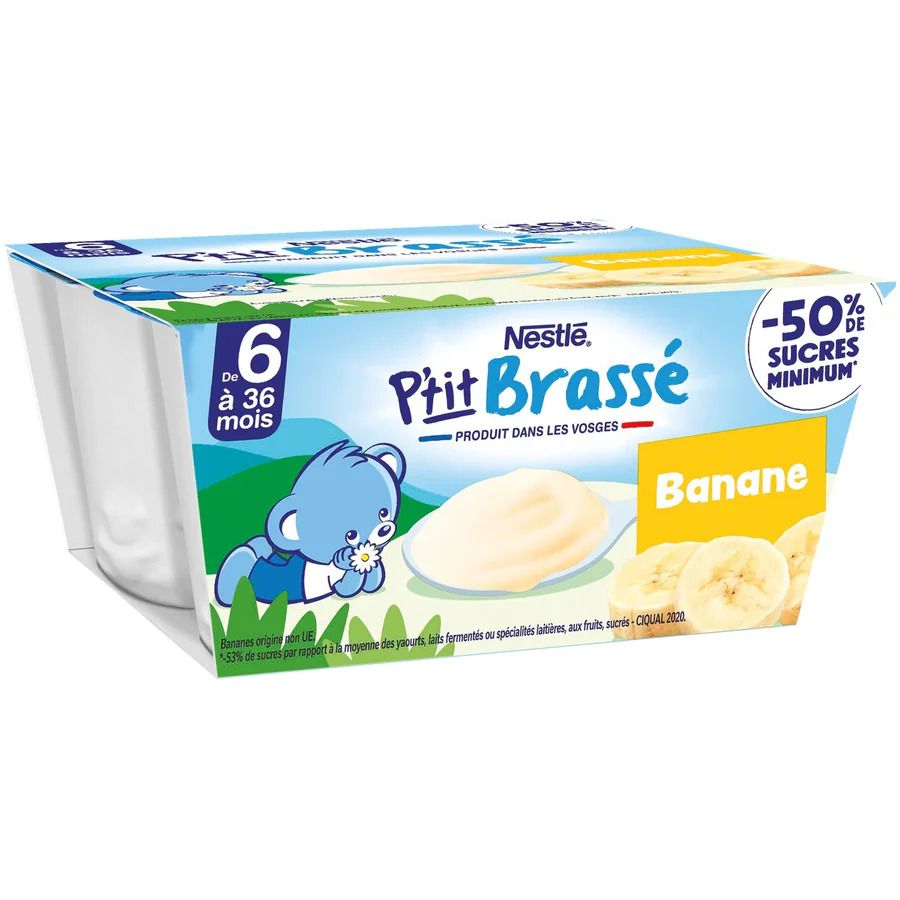 Nestlé P'tit Brassé Banane  (4x100g), 6 à 36 mois