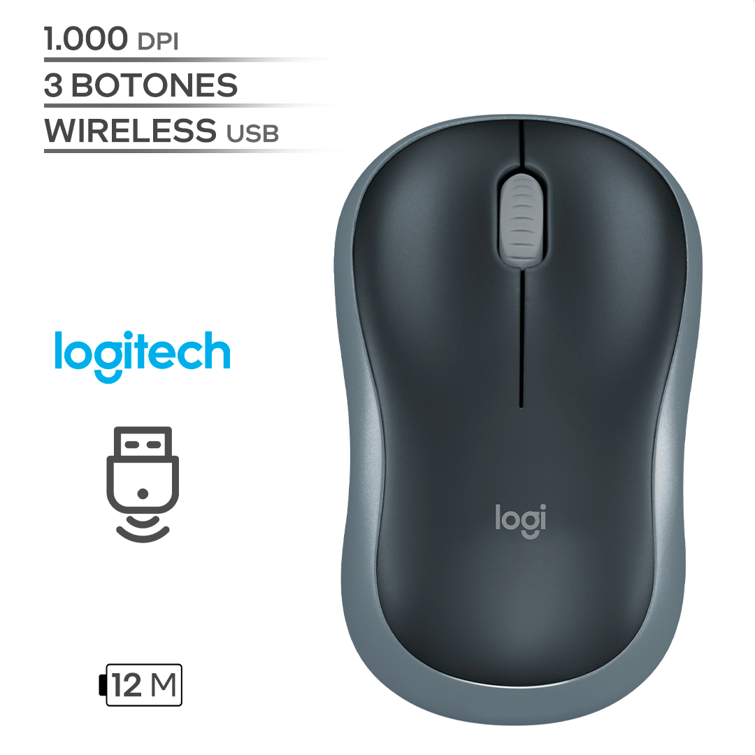 LOGITECH M185 / 1000 DPI / 3 BOTONES / WIRELESS USB / INALAMBRICO