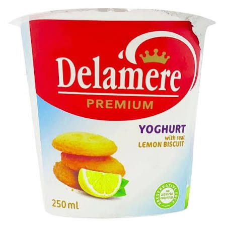 Delamere yoghurt lemon biscuit 250ml