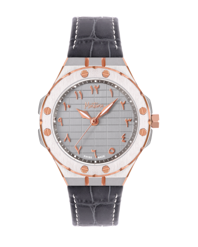 ساعة رجالية صناعة سويسرية ماركة مونتانا فضي مينا رمادي روز موديل M170180G