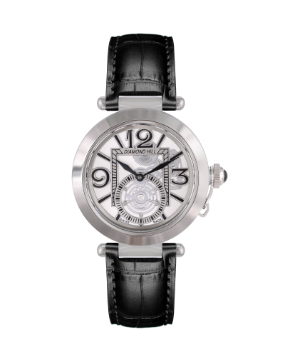 ساعة رجالية ماركة دايموند هيل فضي حزام اسود موديل 170183G