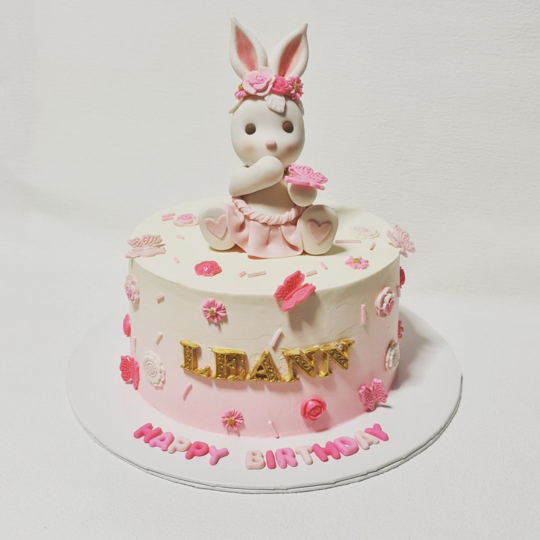 Blush Bunny Floral Cake