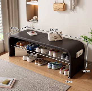 10500026 - LEATHER SHOE BENCH (BLACK)