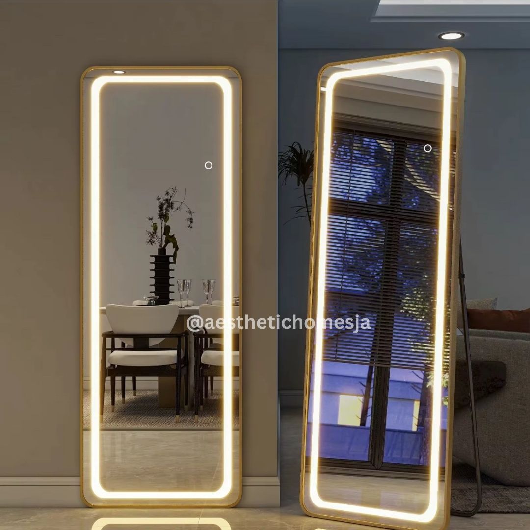 Aesthetic Gold Glow LED mirror 