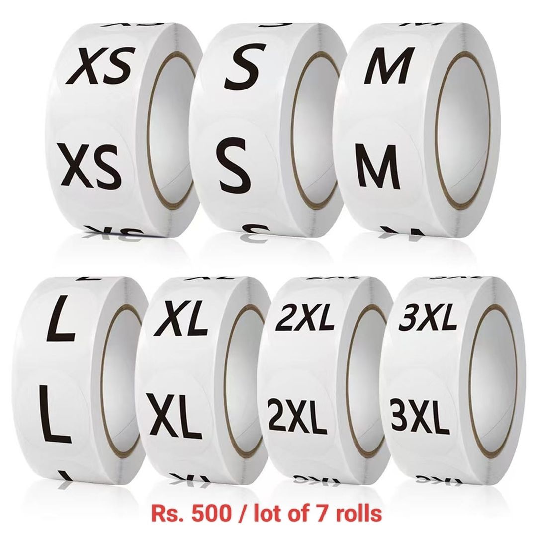 Stickers - Sizes Labels (Set of 7 rolls)