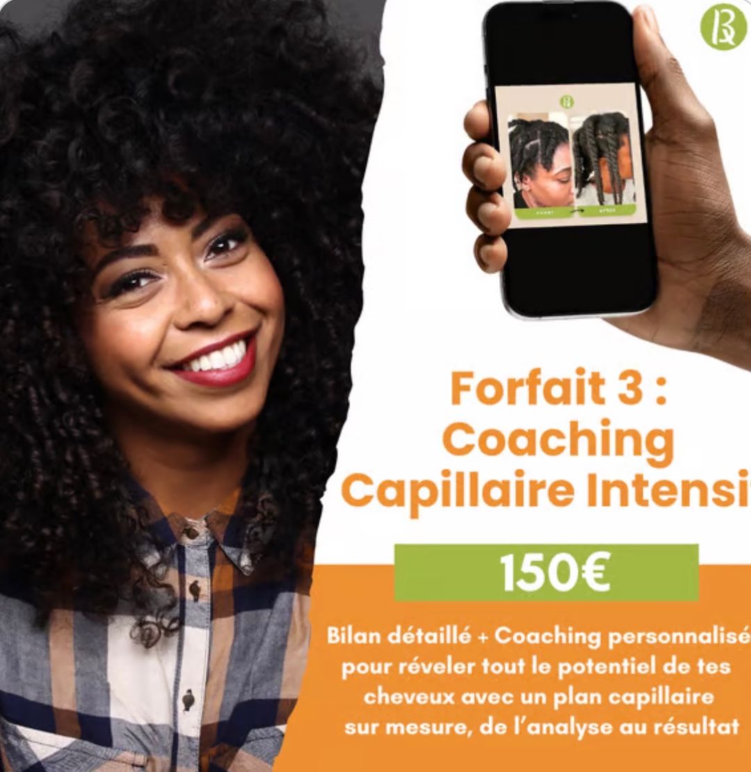 🔴 Forfait 3 : Coaching Capillaire Intensif — 150€ (convertir selon votre devise) — sur 1 mois