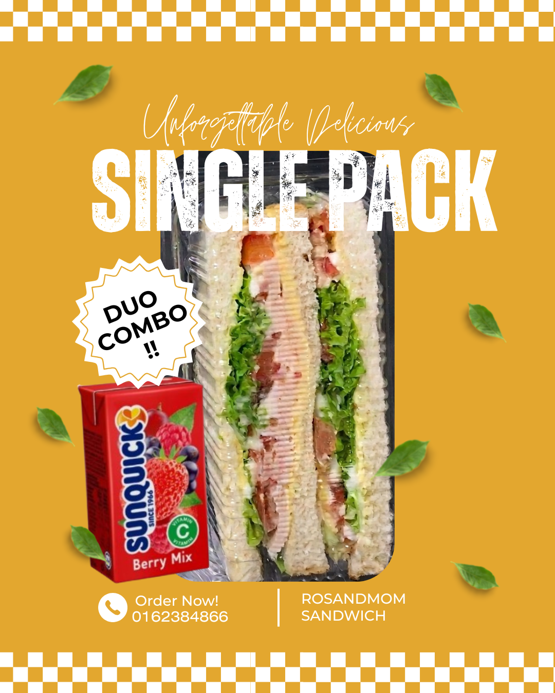 Single Pack Sandwich + Drink