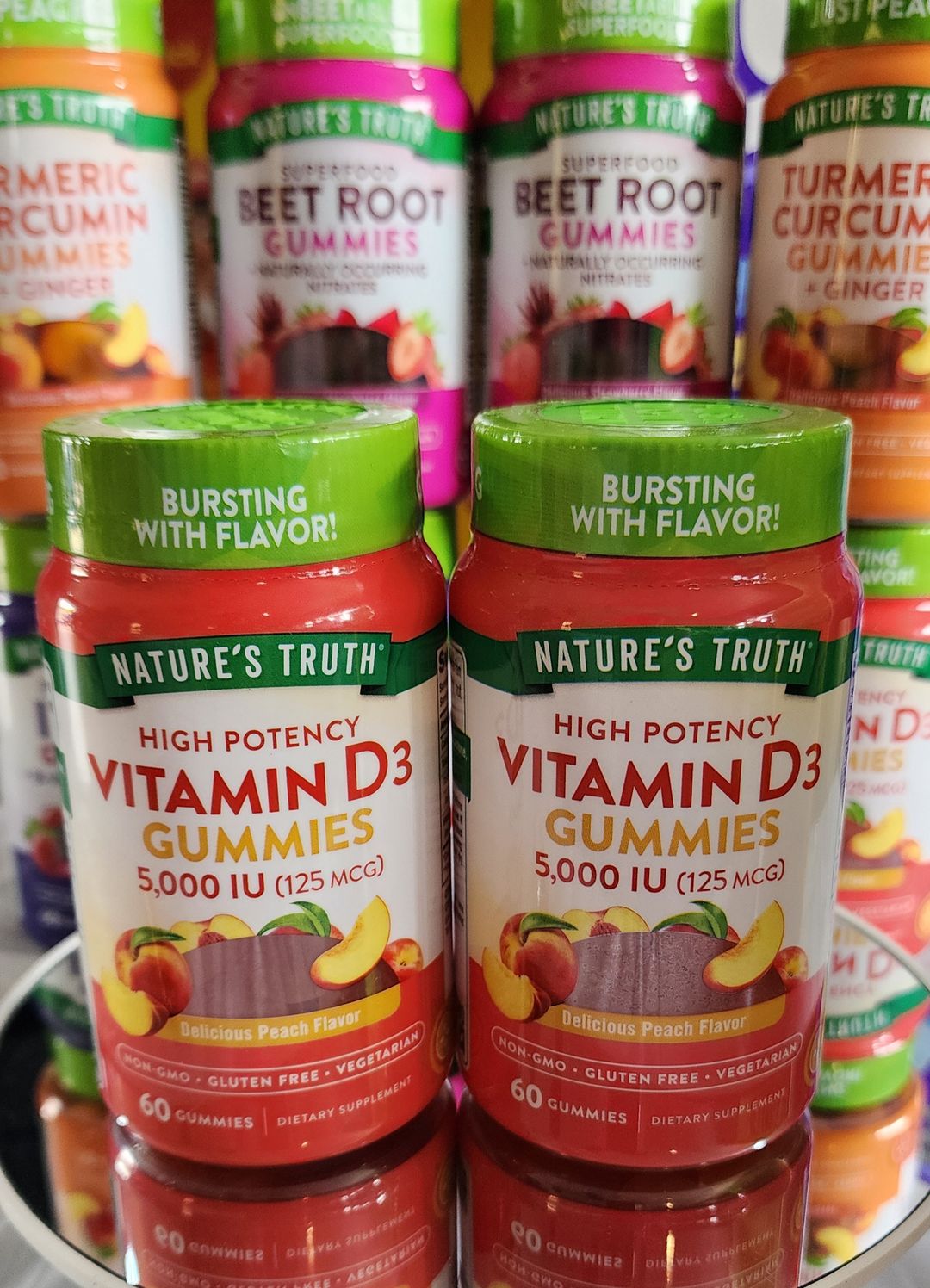 Vitamin D3 Gummies | 5000 IU | 60 Count | For Men and Women | Peach Flavor | by Nature's Truth