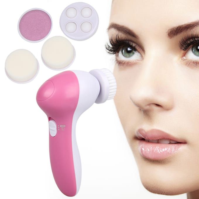 Appareil de massage facial 5 en 1 à piles Inditradition, blanc, pour le corps et le visage.