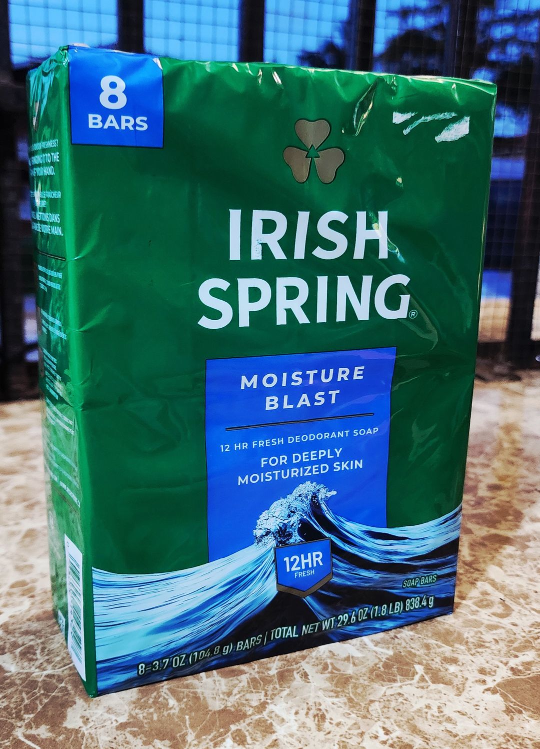 Irish spring 8 bars moisture blast 8- 3.7 oz bars