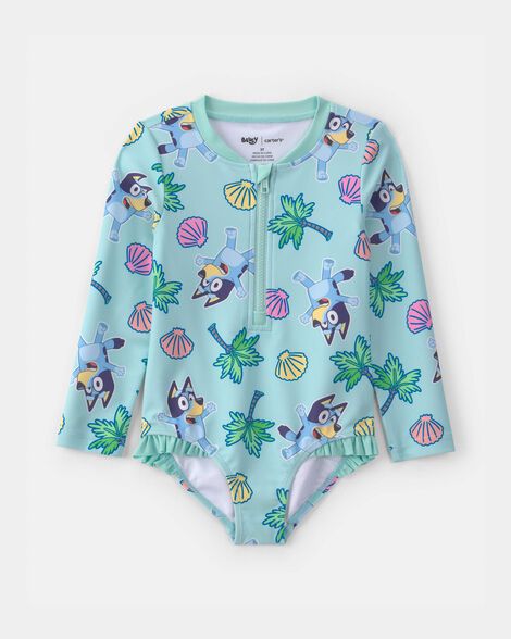Toddler Girl 1-Piece Bluey™ Rashguard Swimsuit - Blue