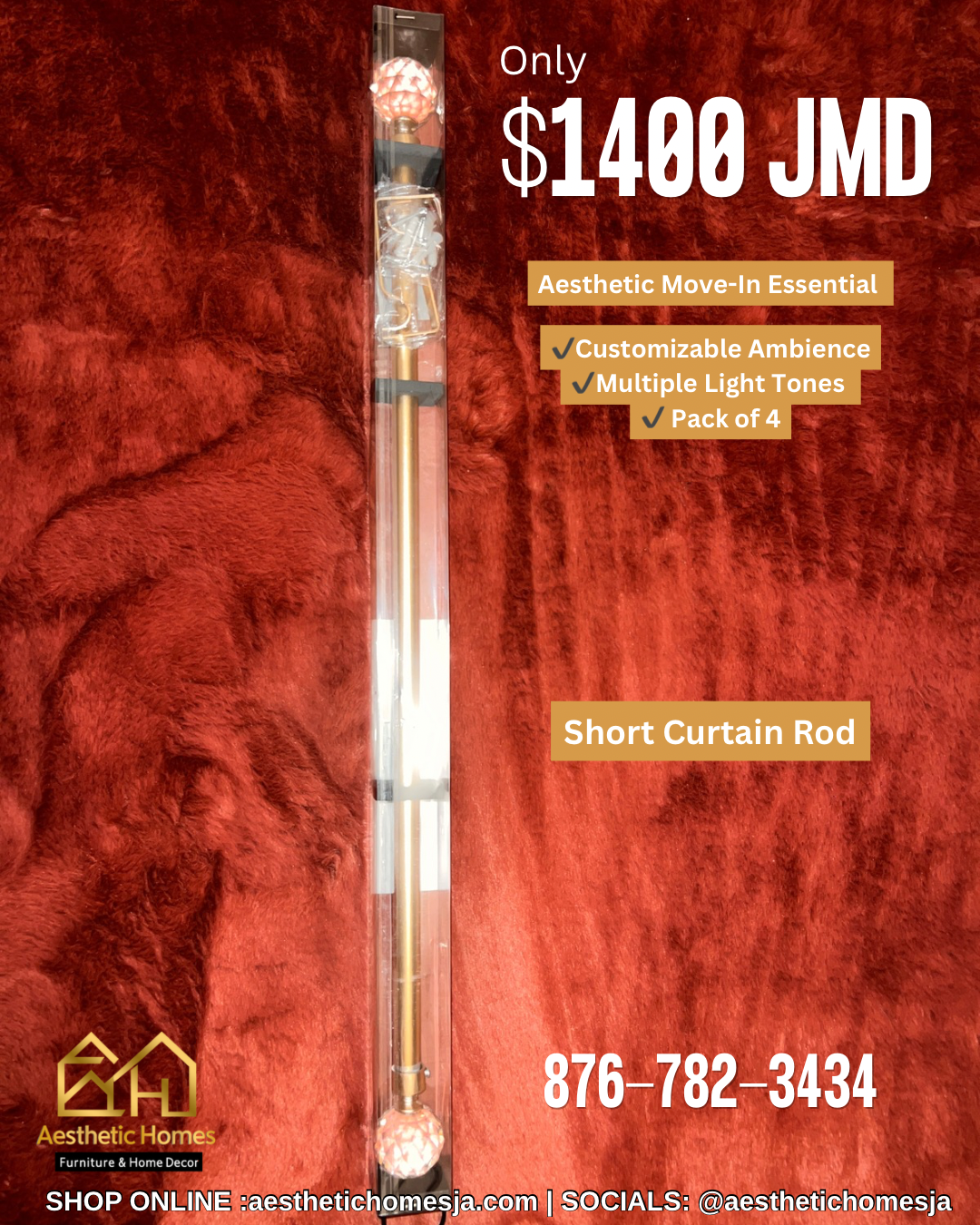 Aesthetic Gold Short Curtain rod