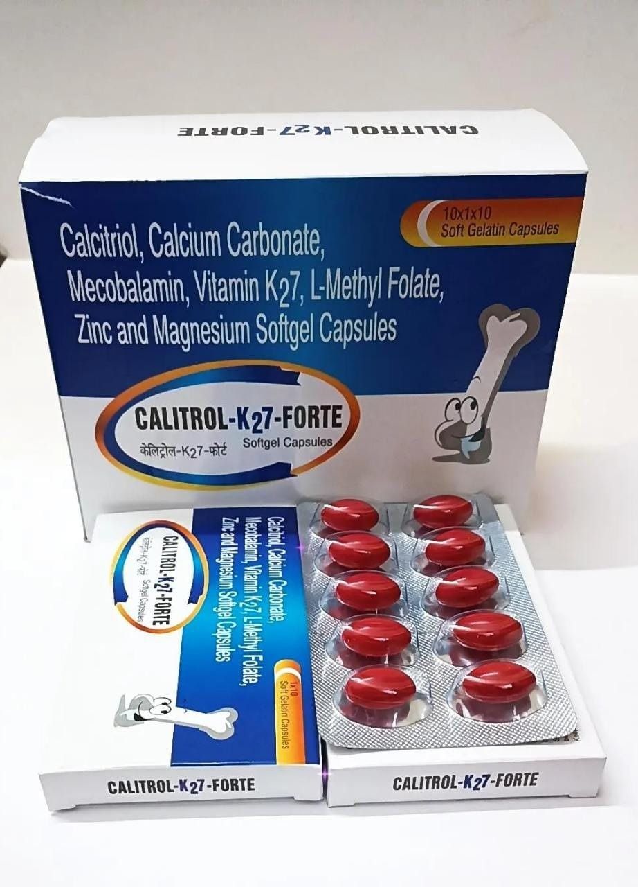 Calictriol + Calcium Carbonate + Vitamin K2-7 - + Methylcobalamin + Zinc + Magnesium + L-Methylfolate Capsules 1500 Mcg Capsule