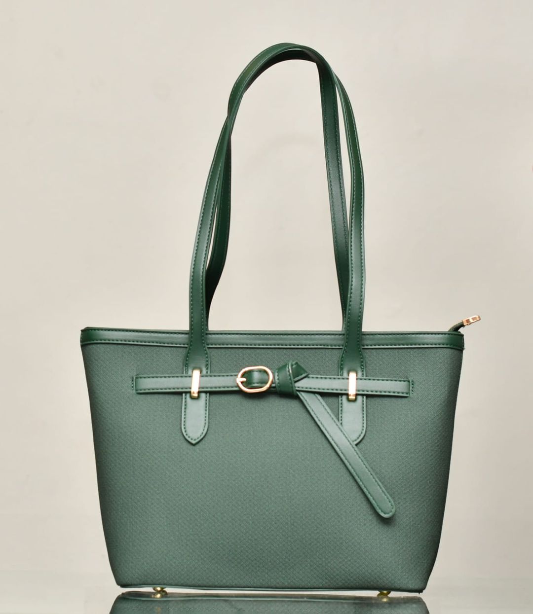 Belt Detail Structured Tote Bag