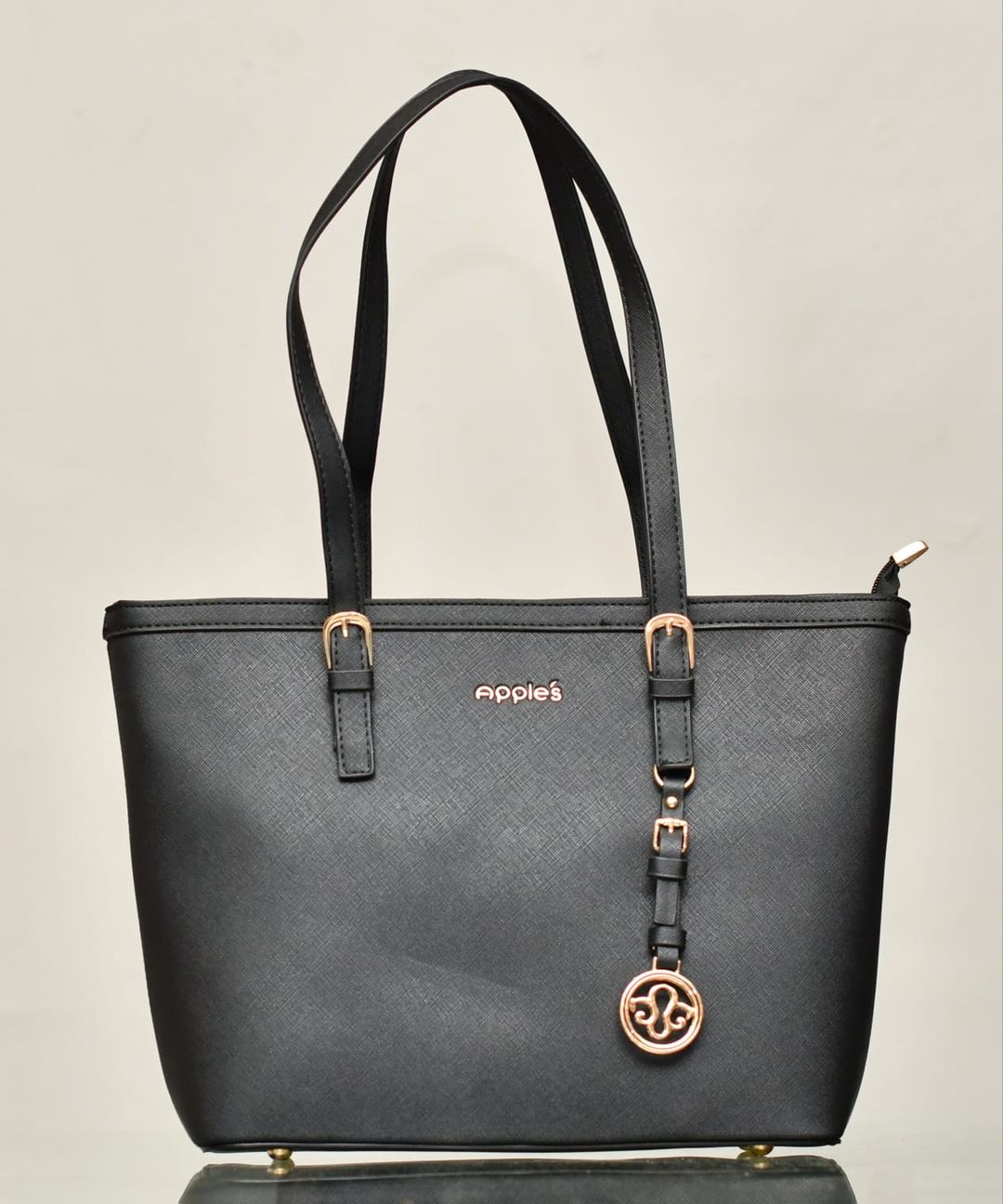 Charm Detail Structured Tote Bag