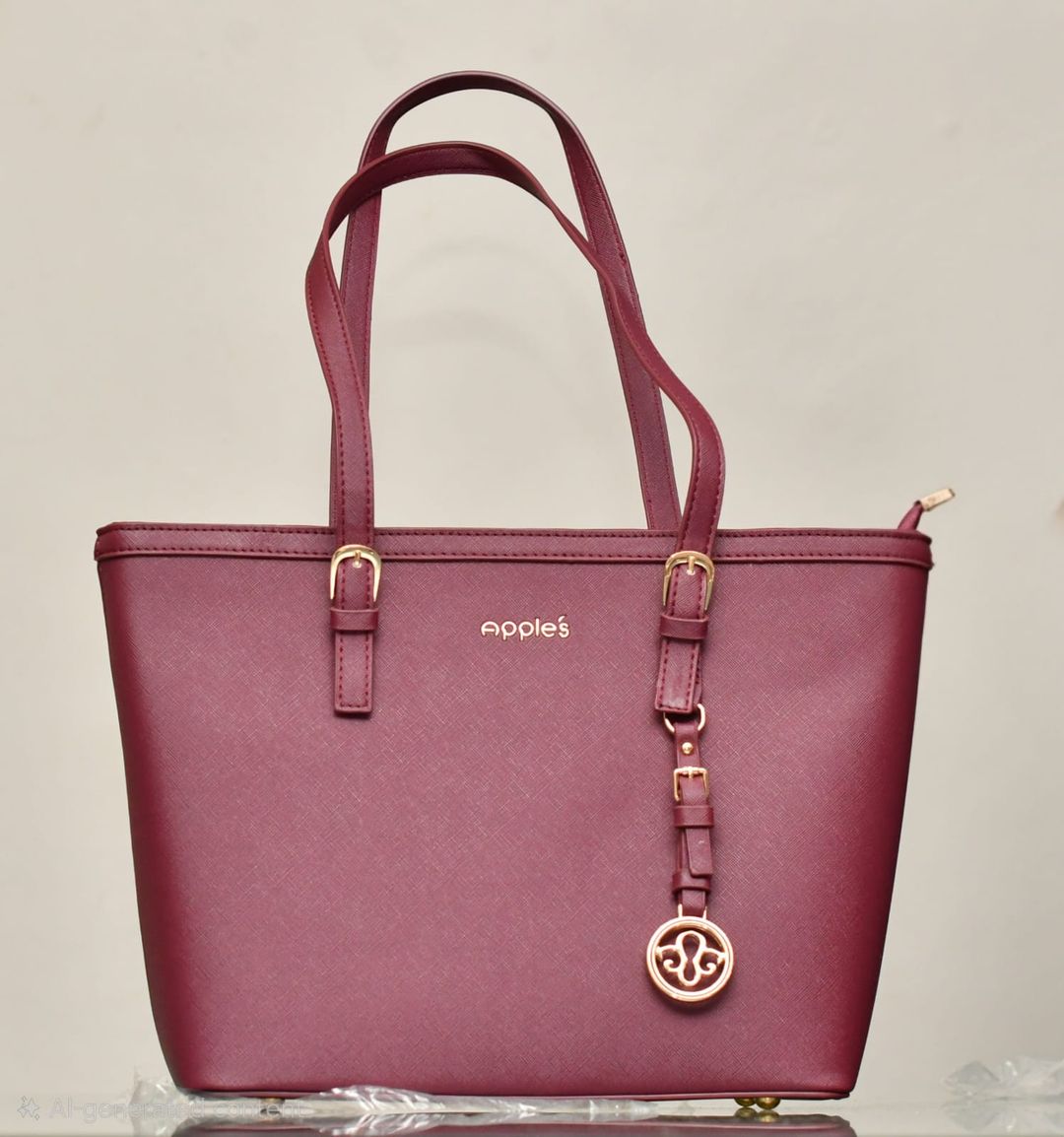 Charm Detail Structured Tote Bag