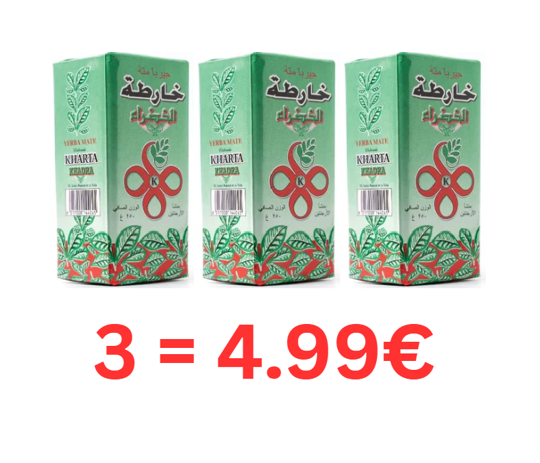 3x250g | Kharta Khadra   Matetee grün | خارطة خضراء متة خضراء