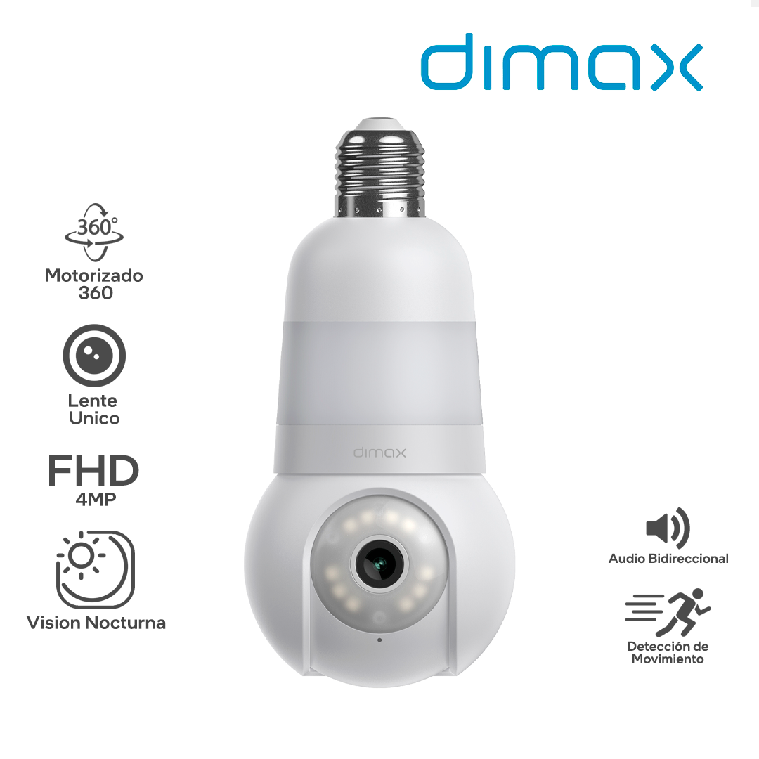 DIMAX G120 TIPO FOCO / RESOLUCION FHD 4MP / MOTORIZADA 360 / WIFI / INTERIOR