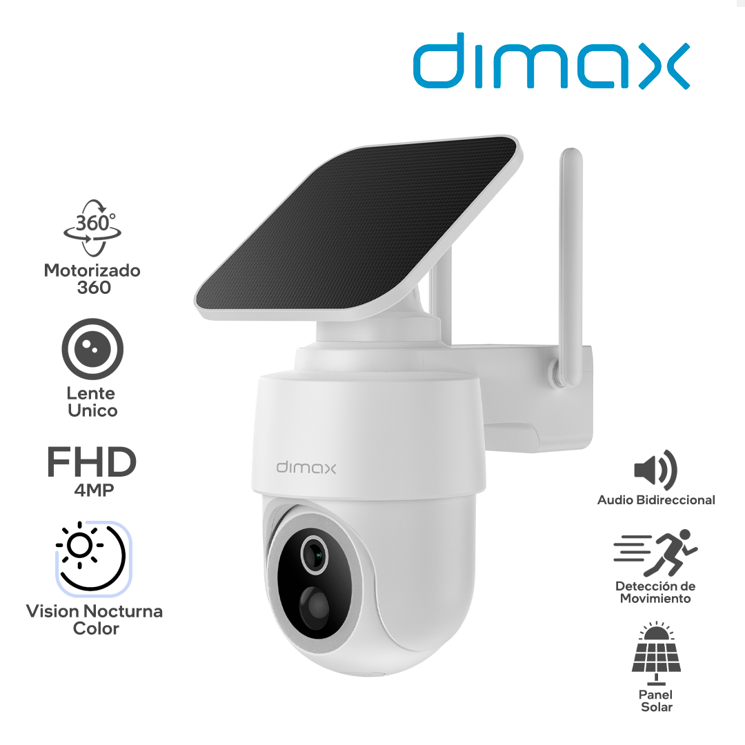DIMAX G125 / RESOLUCION FHD 4MP / MOTORIZADA 360 / WIFI / EXTERIOR / PANEL SOLAR