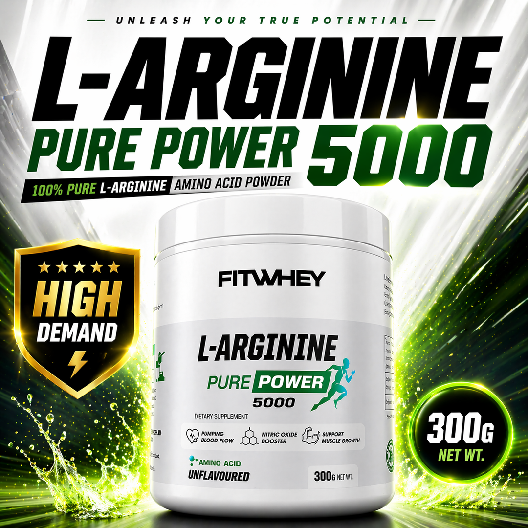 FITWHEY L-Arginine 5000 Pure Powder 300g | Pump & Nitric Oxide Support | No Stim