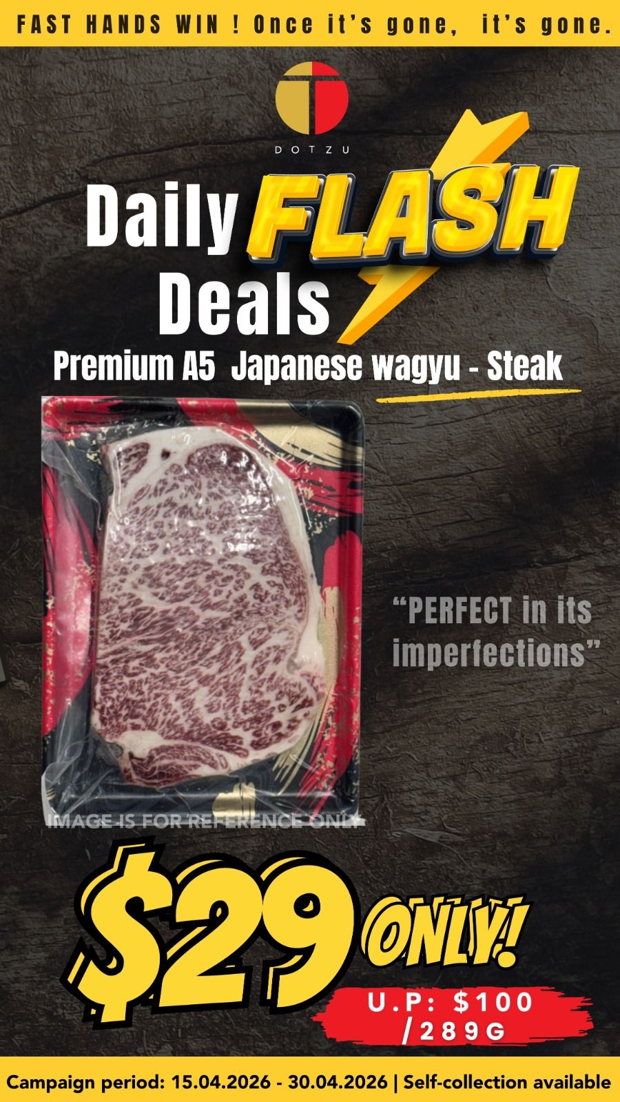 [Daily Flash Deals} Japanese A5 Wagyu Striploin Steak サーロインステーキ 289g