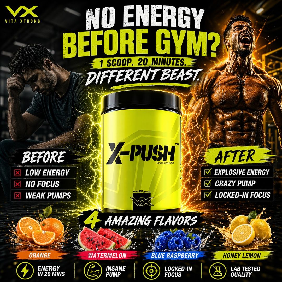 VITAXTRONG™ X-PUSH Pre-Workout Pro (41 Servings) | Energy • Focus • Endurance • Strength & Pump Performance Formula [VX]