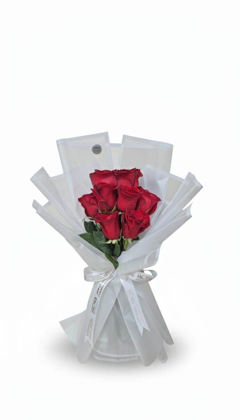 10pcs Classic Red Roses in Luxury White Wrap