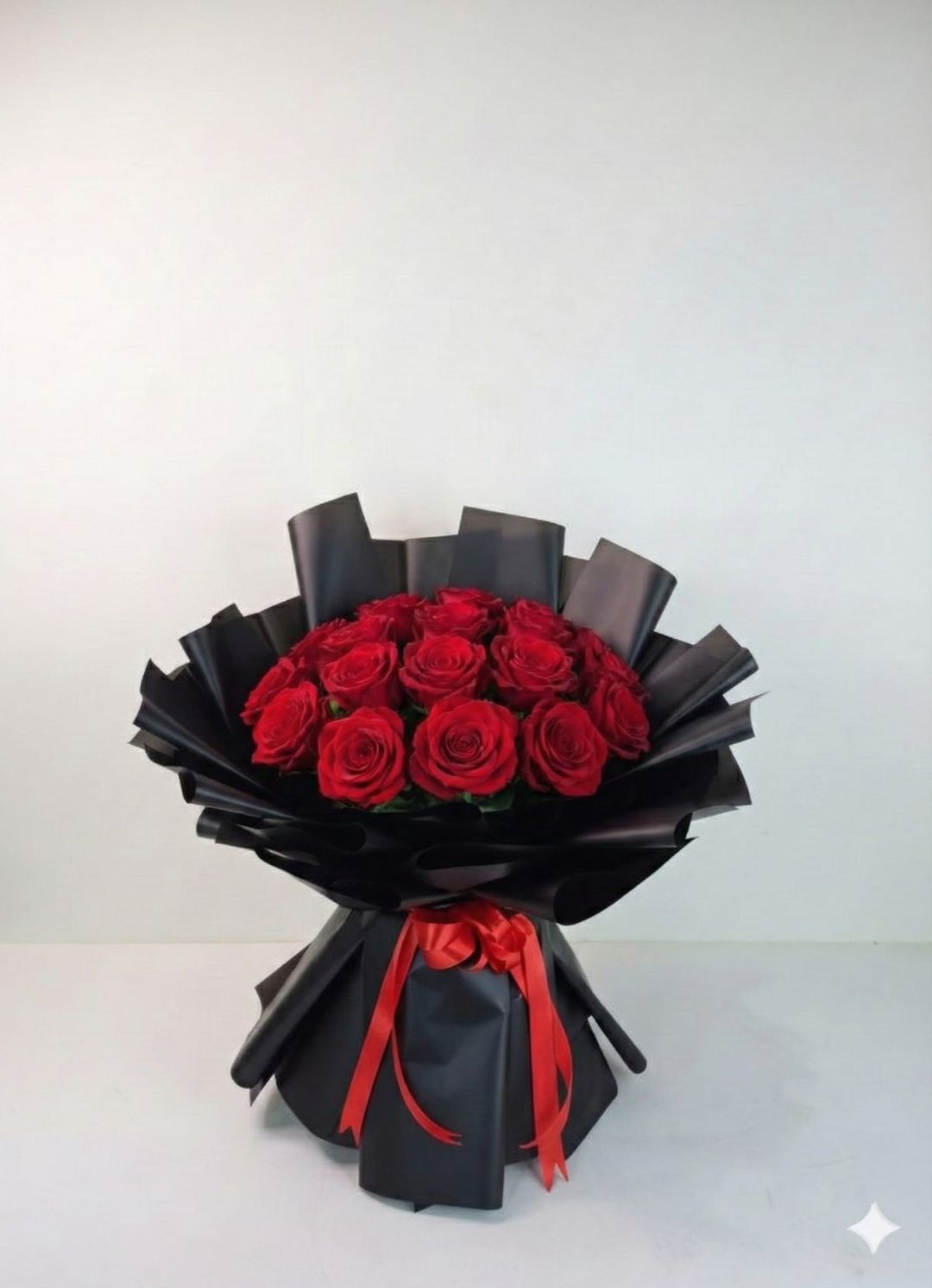 50pcs Red Rose WW With Black Wrapping