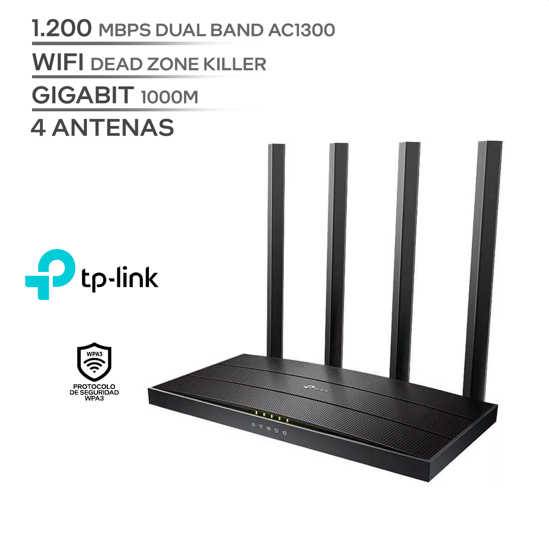 TP LINK WIFI ARCHER C80 / ROUTER 1200 MBPS DUAL BAND / WIFI ZONE KILLER / SEGURIDAD WPA3 / 4 ANTENAS / PUERTO GIGABIT