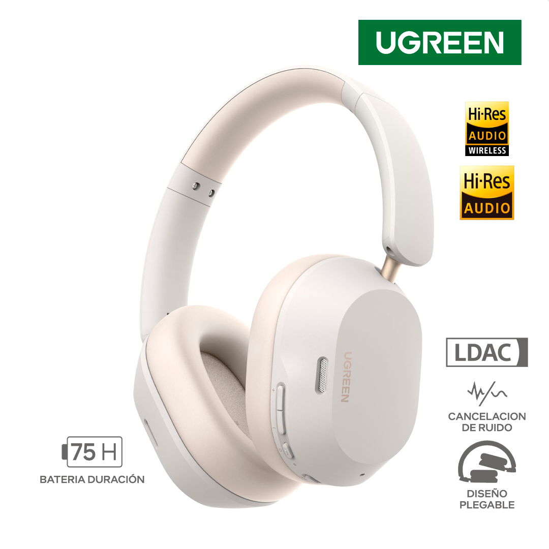 UGREEN HITUNE MAX5C / INALAMBRICO / BLUETOOTH / 80 HORAS BATERIA / CANCELACION DE RUIDO / HI RES AUDIO / HI RES AUDIO WIRELESS / LDAC / WHITE