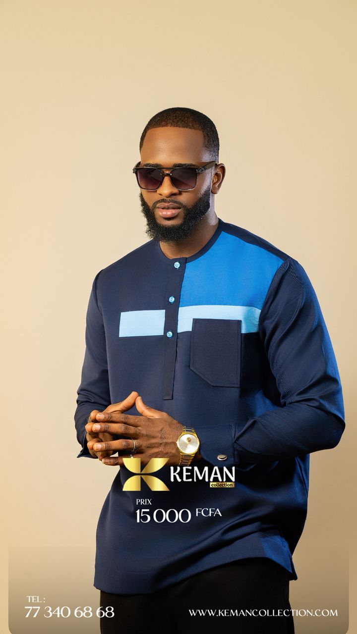 Chemise Africaine  Bleue de Nuit #2