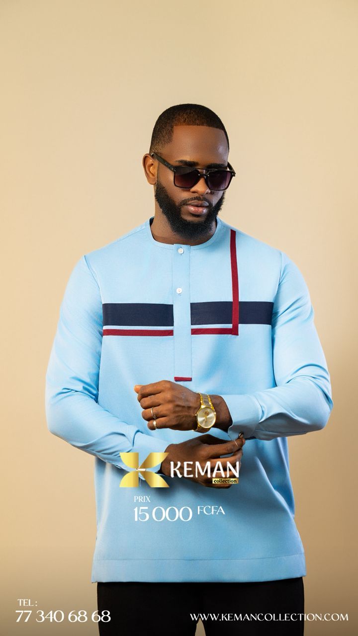 Chemise Africaine  Bleue Ciel #2