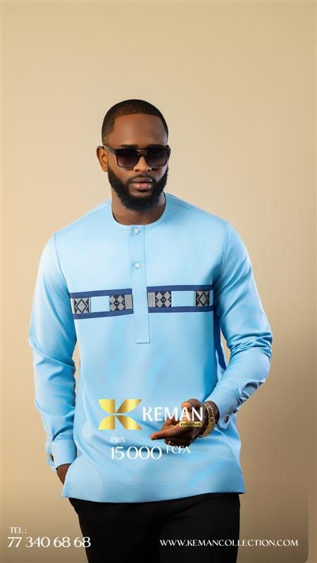 Chemise Africaine  Bleue Ciel #1
